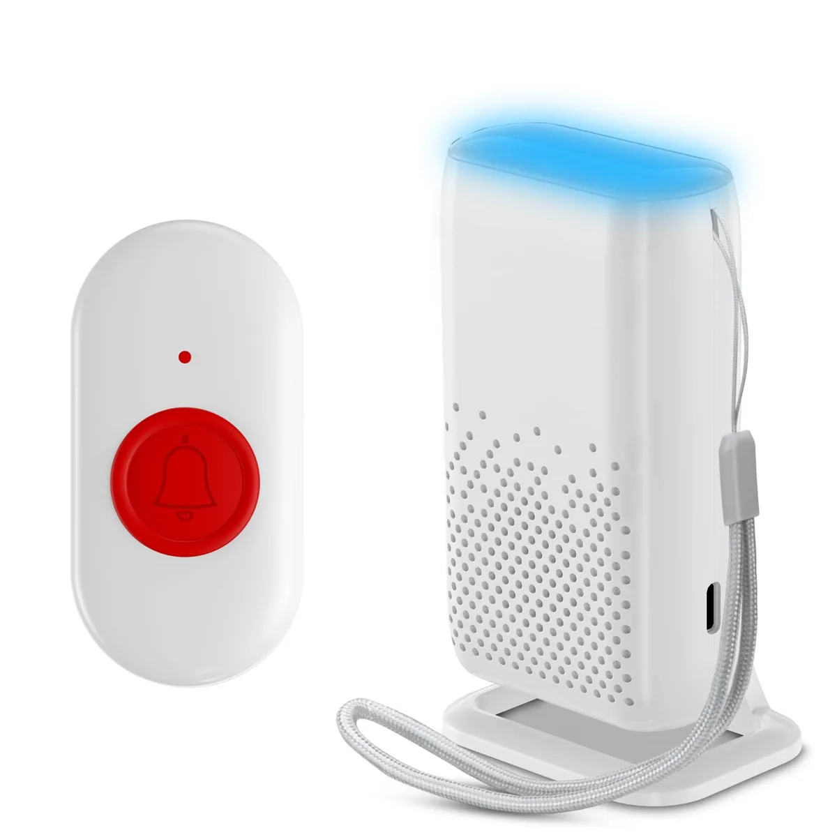 Avisador de emergencia con carga USB, 300 m de alcance, resistente al agua
