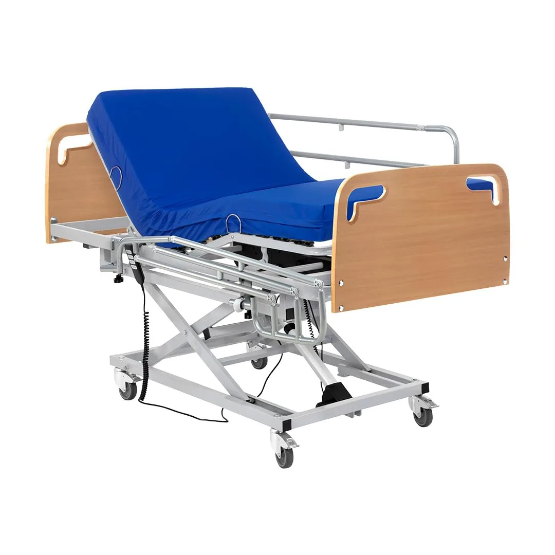 Geriafy Cama articulada hospitalaria con carro elevador, colchón sanitario y barandillas, 90×190 cm